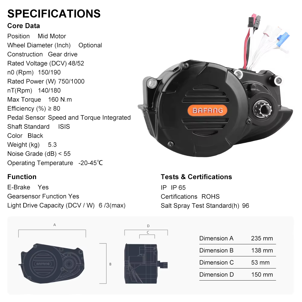 Bafang M620 G510 48V 52V 1000W - Mid Drive Motor Kit 52V 1000W incelemesi ve fiyatı
