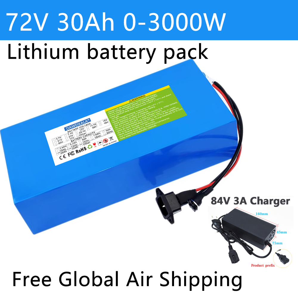 72V 12Ah-30Ah 18650 Pil paketi - Electric Bicycle Battery 72V 30Ah incelemesi ve fiyatı