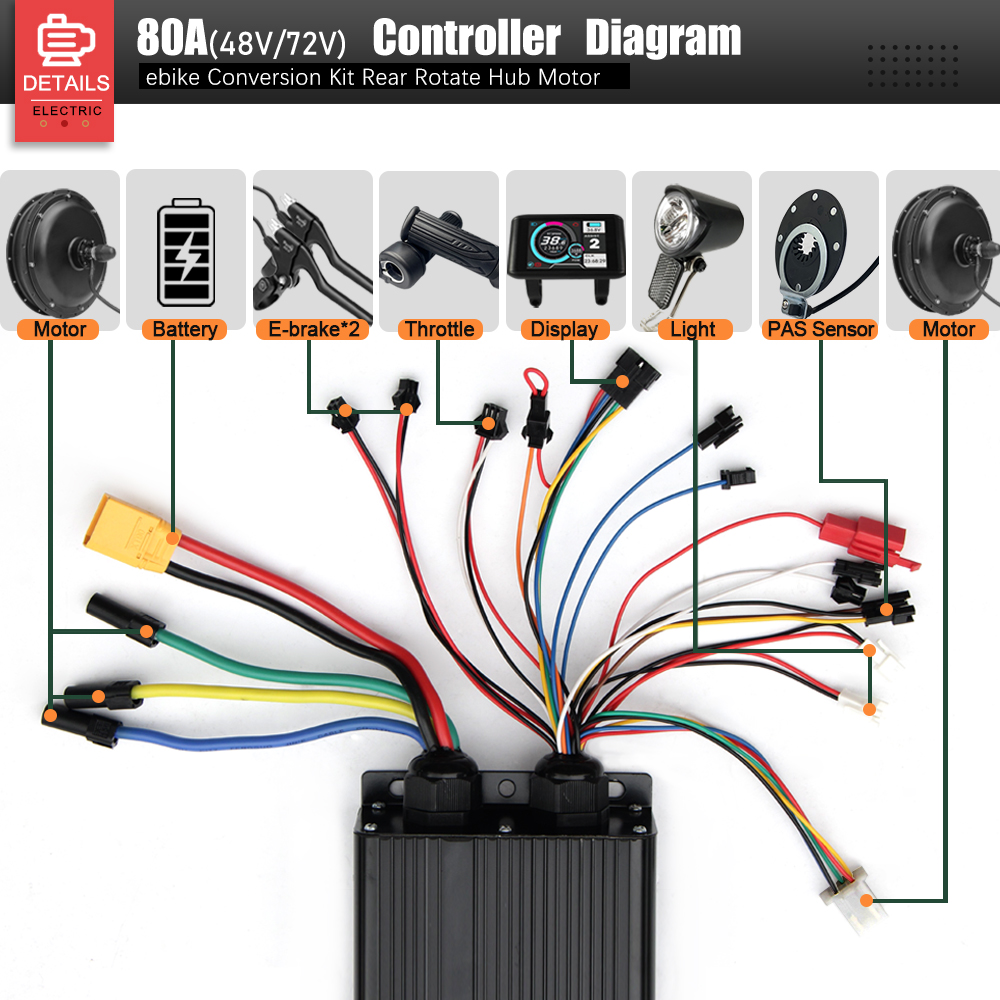 72V 3000W MTX39 E-Bisiklet Dön - 72V 5000W Hub Motor Kit incelemesi ve fiyatı